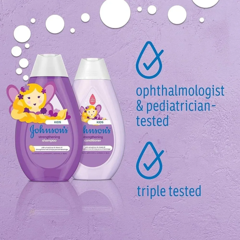 Johnson's Strengthening Kids Shampoo - 13.6 Fl Oz, Hypoallergenic & Tear-Free